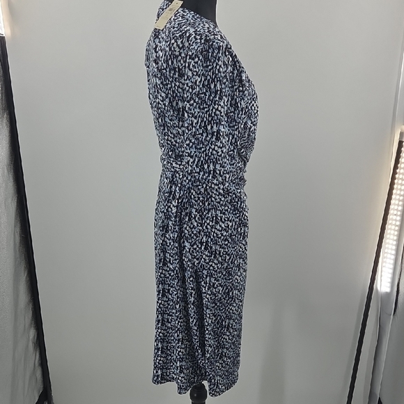 Ann Taylor Blue, Black and White Midi Wrap Dress - Picture 7 of 16